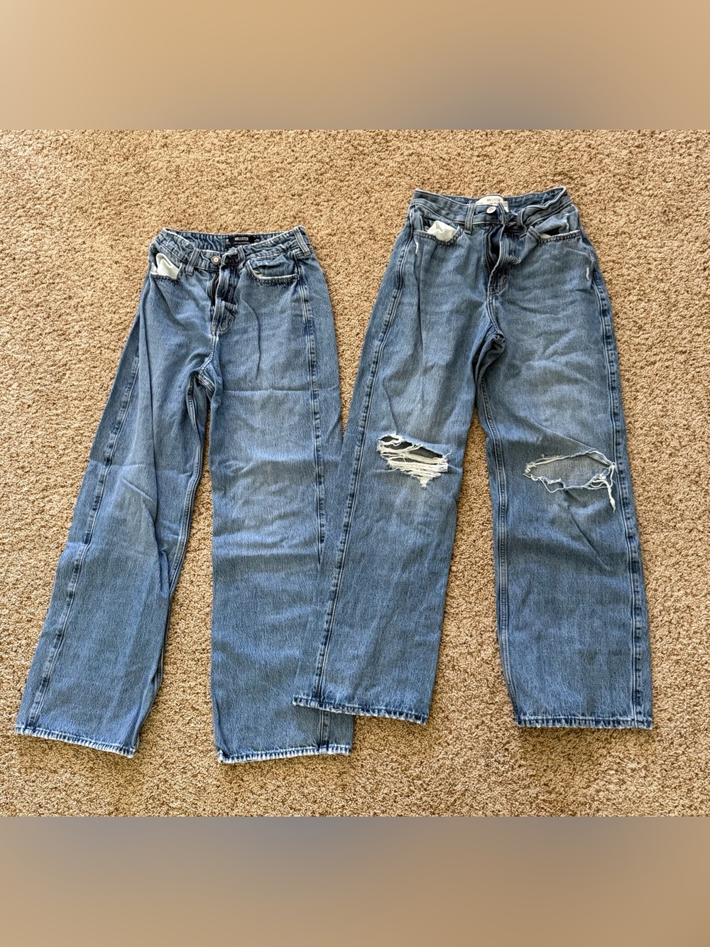 Hollister Ultra High-Rise Baggy Jeans Bundle | Distressed & Classic Wash